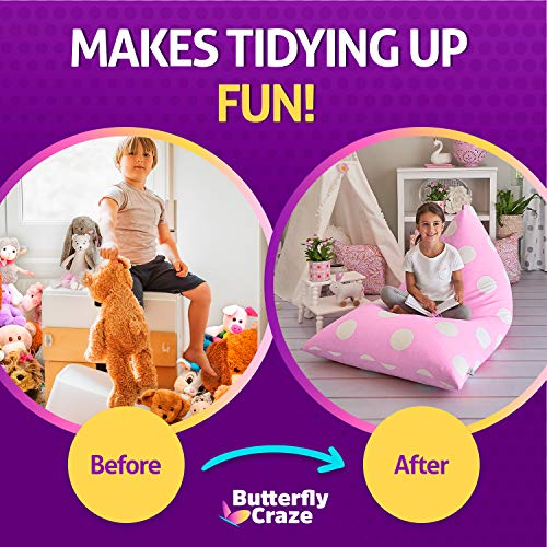 Butterfly Craze Bean Bag Chair Cover for Toddler Toy Organizer Butterfly Craze Bean Bag Chair Cover for Toddler Toy Organizer